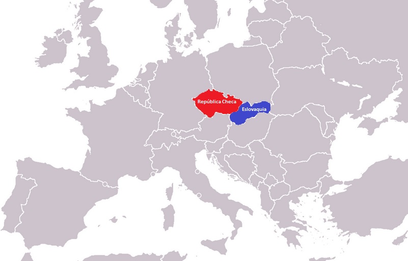 Un 1 de enero de 1993 Checoslovaquia se divide en República Checa y Eslovaquia